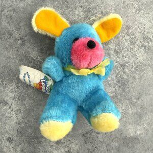 Vintage Huggable Lovables Bear Mouse Blue Plush NEW w/Tag New Design Taiwan 7.5”